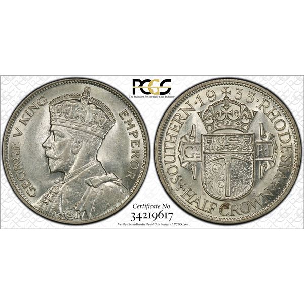 SOUTHERN RHODESIA: George V, 1910-1936, AR halfcrown, 1935, PCGS AU58