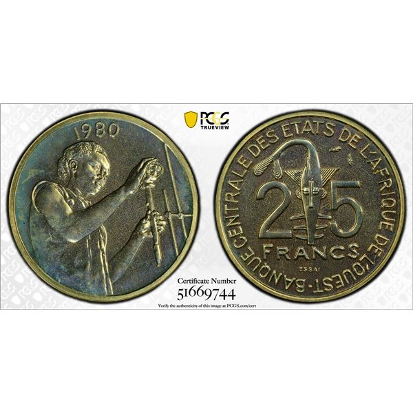 WEST AFRICAN STATES: 25 francs, 1980, PCGS Specimen 67