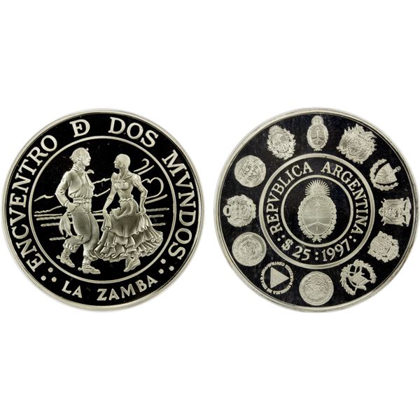 ARGENTINA: Republic, AR 25 pesos, 1997, PCGS Proof 69 DCAM