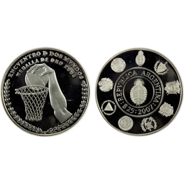 ARGENTINA: Republic, AR 25 pesos, 2007, PCGS Proof 69 DCAM