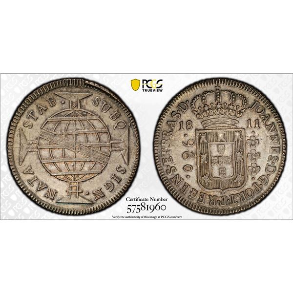 BRAZIL: João VI, Prince Regent, 1799-1816, AR 960 reis, 1811-B, PCGS AU details