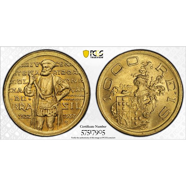 BRAZIL: Republic, 1000 reis, 1932, PCGS MS66