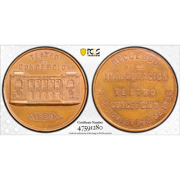 CHILE: AE medal (30.72g), 1890, PCGS Specimen 64 RB