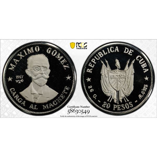 CUBA: Republic, AR 20 pesos, 1977, PCGS PF67 Deep Cameo