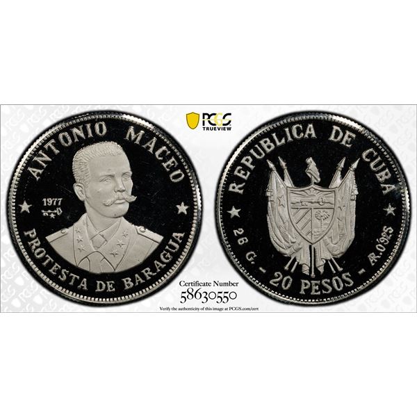 CUBA: Republic, AR 20 pesos, 1977, PCGS PF67 Deep Cameo