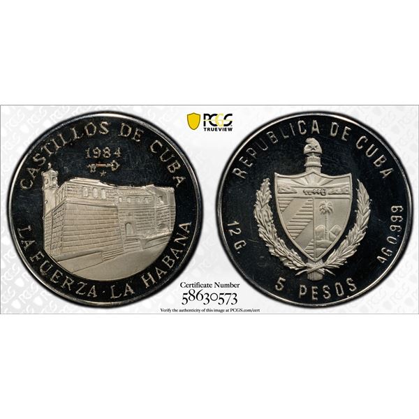 CUBA: Republic, AR 5 pesos, 1984, PCGS PF66 Deep Cameo