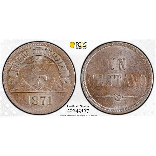 GUATEMALA: Republic, AE centavo, 1871, PCGS MS63 BN