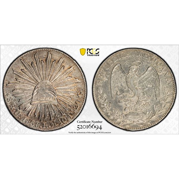 MEXICO: Republic, AR 8 reales, 1838-Do, PCGS AU55