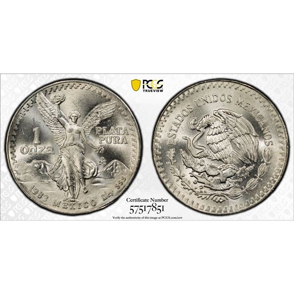 MEXICO: Estados Unidos, AR onza, 1983-Mo, PCGS MS67