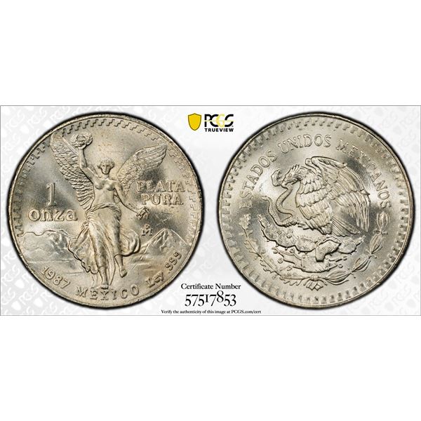 MEXICO: Estados Unidos, AR onza, 1987-Mo, PCGS MS64