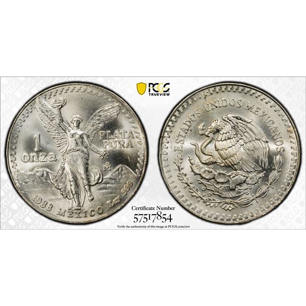 MEXICO: Estados Unidos, AR onza, 1988-Mo, PCGS MS64