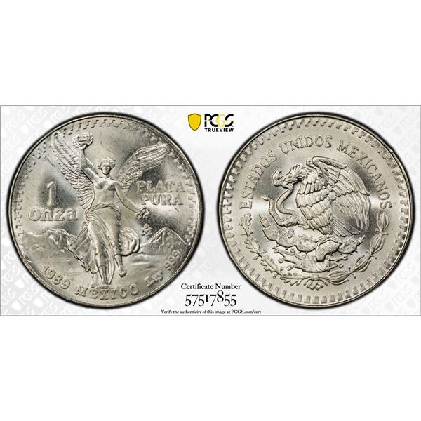 MEXICO: Estados Unidos, AR onza, 1989-Mo, PCGS MS67