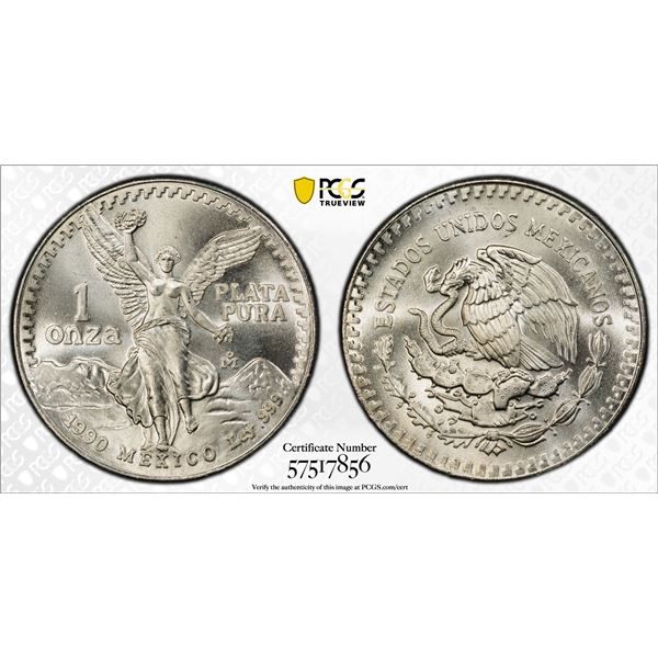 MEXICO: Estados Unidos, AR onza, 1990-Mo, PCGS MS67