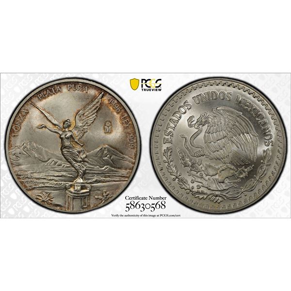 MEXICO: Estados Unidos, AR onza, 1996, PCGS MS66