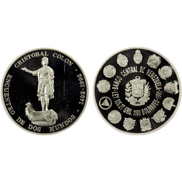 VENEZUELA: Republic, AR 1100 bolivares, 1991, PCGS Proof 69 DCAM