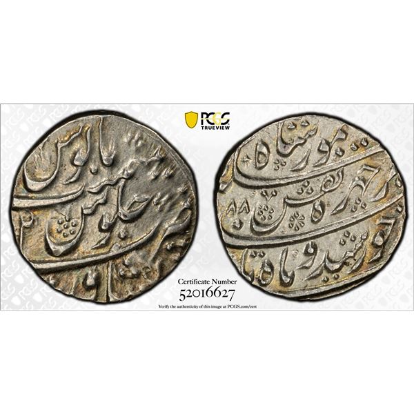 AFGHANISTAN: DURRANI: Taimur Shah, 1772-1793, AR rupee, Peshawar, AH1188 year 2, PCGS UNC details