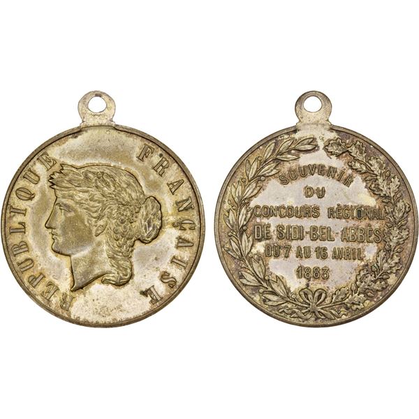 ALGERIA: white metal medal, 1883, XF