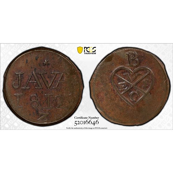 INDONESIA: JAVA: British Occupation, AE duit, 1812, PCGS AU58