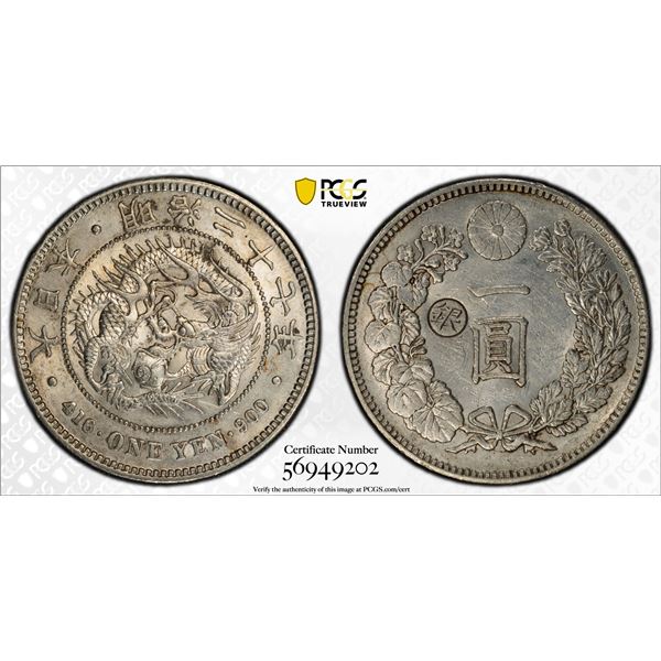JAPAN: Meiji, 1868-1912, AR yen, year 27 (1894), PCGS AU details