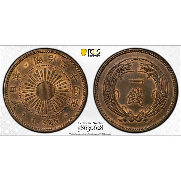 JAPAN: Meiji, 1868-1912, AE sen, year 34 (1901), PCGS MS64 RB