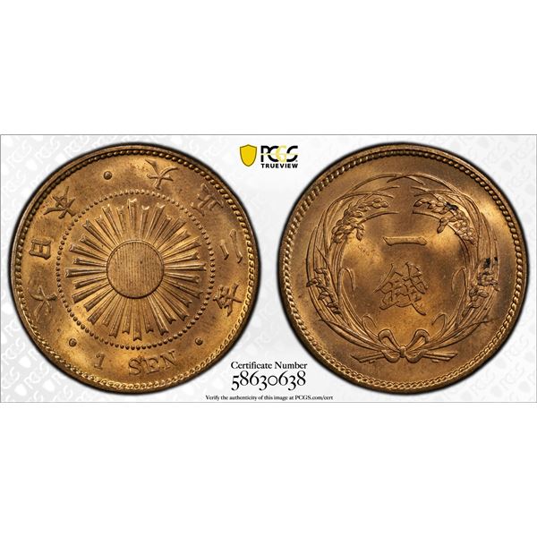 JAPAN: Taisho, 1912-1926, AE sen, year 2 (1913), PCGS MS64 RD