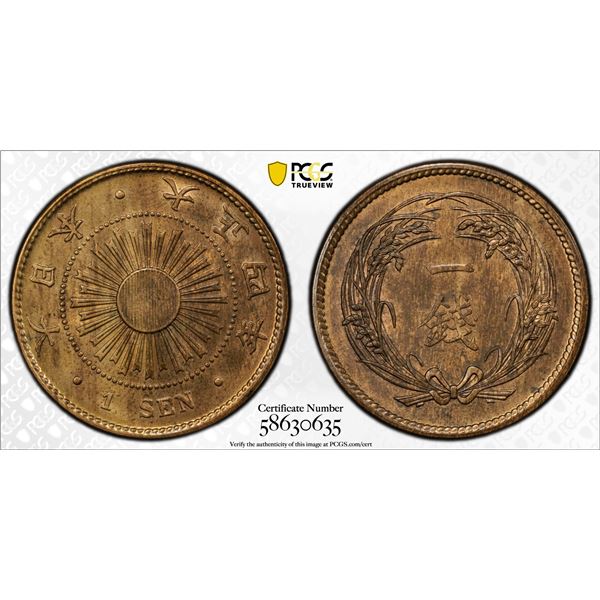 JAPAN: Taisho, 1912-1926, AE sen, year 4 (1915), PCGS MS63 RB