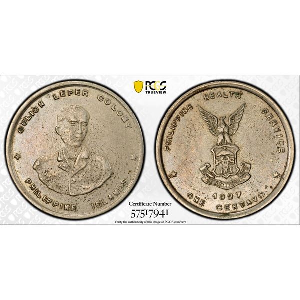 PHILIPPINES: 1 centavo, 1927, PCGS AU58