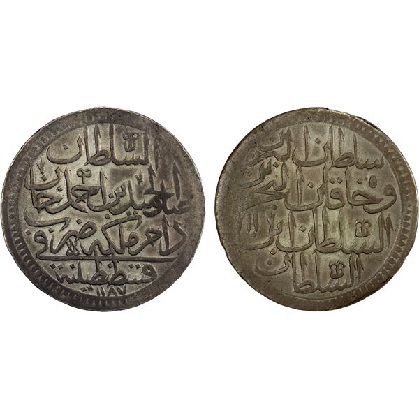 TURKEY (OTTOMAN): Abdul Hamid I, 1774-1789, AR 2 zolota (60 para), Kostantiniye, AH1187 year 11, XF-