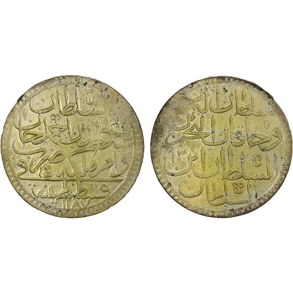 TURKEY (OTTOMAN): Abdul Hamid I, 1774-1789, AR 2 zolota (60 para), Kostantiniye, AH1187 year 13, cho