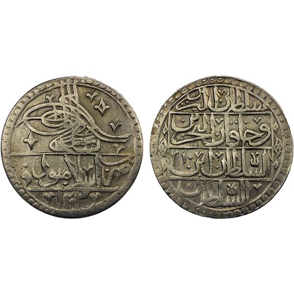 TURKEY (OTTOMAN): Selim III, 1789-1807, AR yüzlük (100 para) (30.51g), Islambul, AH1203 year 10, cho