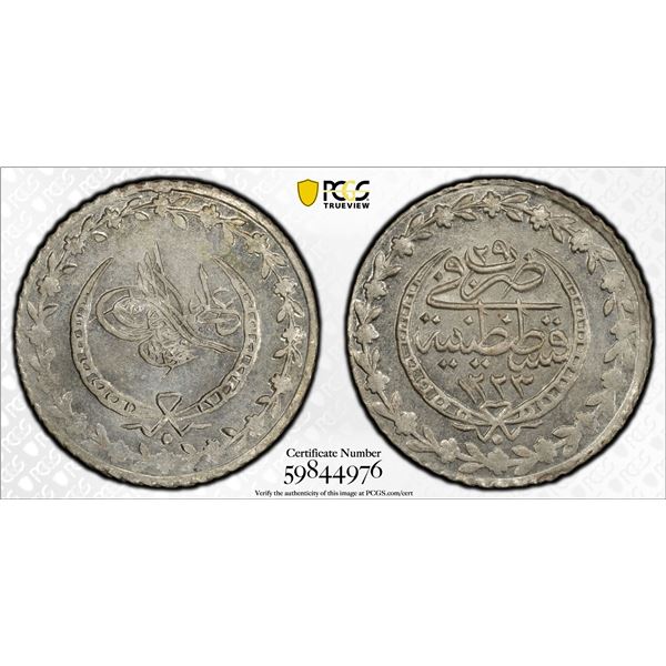 TURKEY (OTTOMAN): Mahmud II, 1808-1839, AR 20 para, Kostantiniye, AH1223 year 29, PCGS MS63