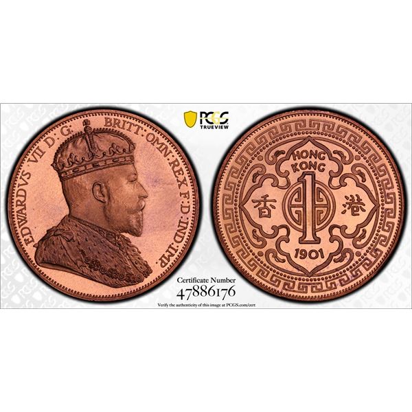 HONG KONG: Fantasy Issues, 1 dollar, "1901", PCGS PF67 Red Cameo