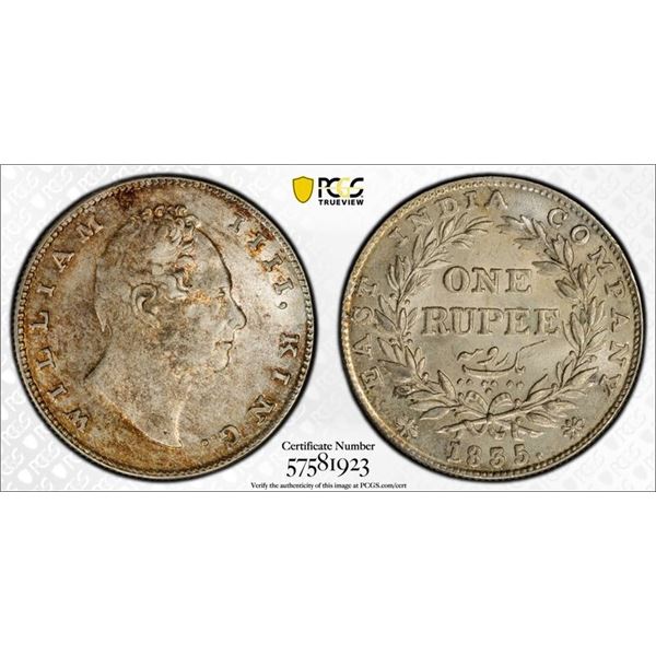 BRITISH INDIA: William IV, 1830-1837, AR rupee, 1835(c), PCGS UNC details