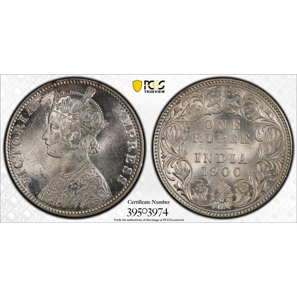 BRITISH INDIA: Victoria, Empress, 1876-1901, AR rupee, 1900-B, PCGS MS62