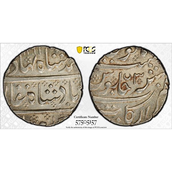 FRENCH INDIA: AR rupee (11.52g), Arkat, AH116x year 3, PCGS MS62