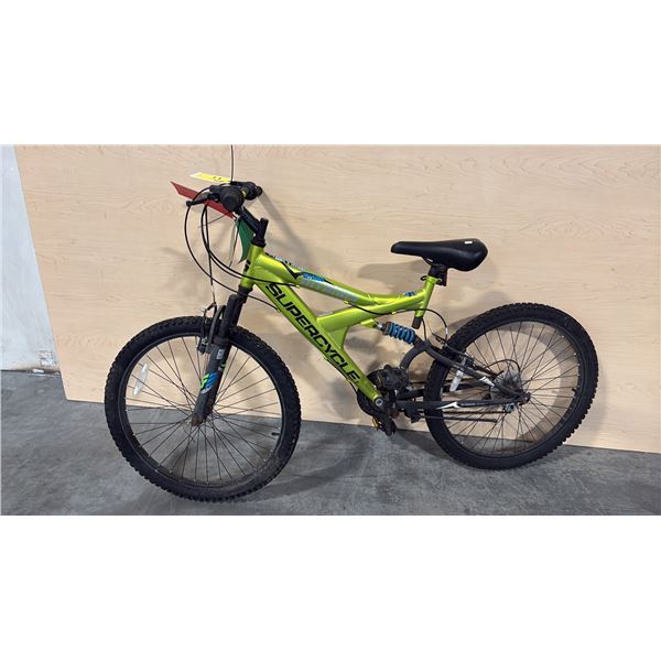 GREEN SUPERCYCLE NITROUS 21-SPEED FULL SUSPENSION MOUNTAIN BIKE