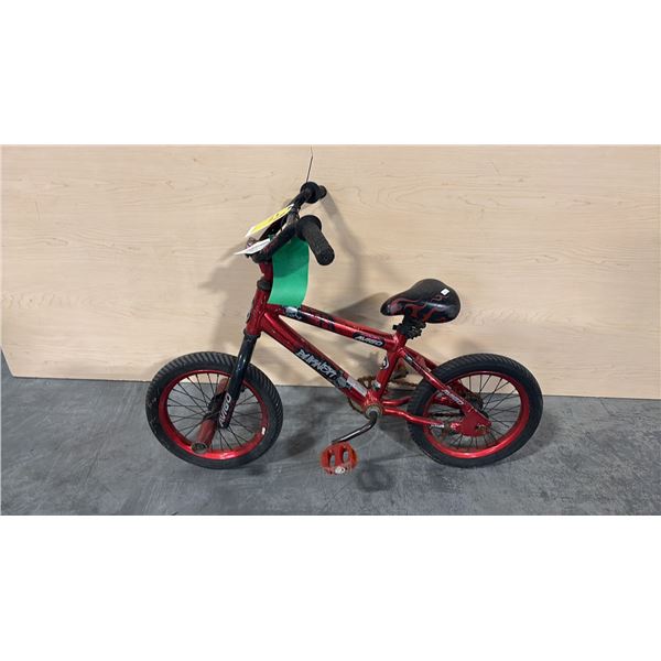 RED AVIGO BURNER BMX-STYLE BICYCLE W/ BROKEN PEDAL