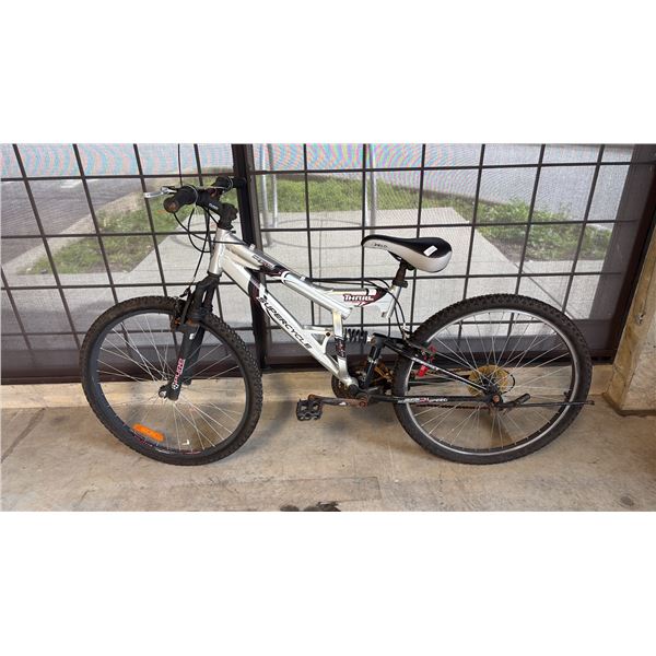 GREY/BLACK SUPERCYCLE THRILL DS FULL SUSPENSION 21-SPEED MOUNTAIN BIKE