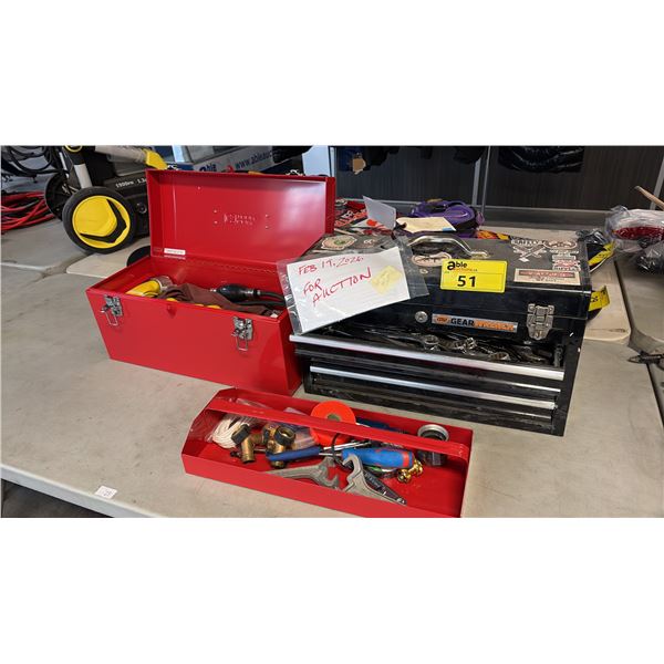 2 TOOLBOXES WITH HAND TOOLS AND SUPPLIES