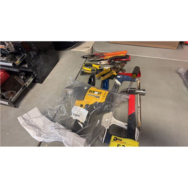 DEWALT 60V DRILL (NO BATTERY) AND MISC TOOLS