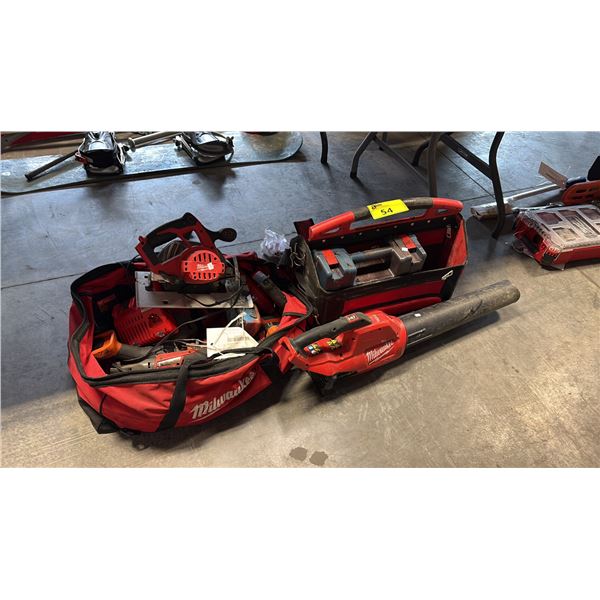 2 MILWAUKEE TOOL BAGS AND CONTENTS INCLUDING POWER TOOLS