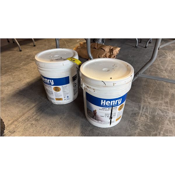 2 5 GALLON PAILS OF HENRY SILICONE WHITE ROOF COATING