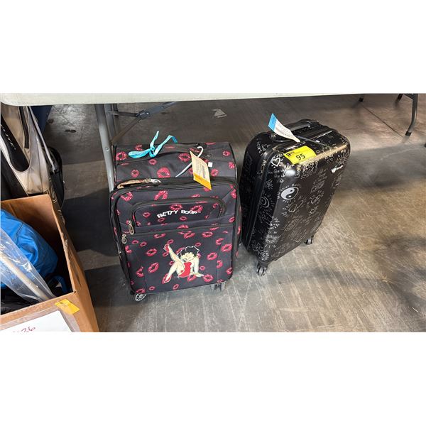 2 SMALL SWIVEL WHEEL SUITCASES