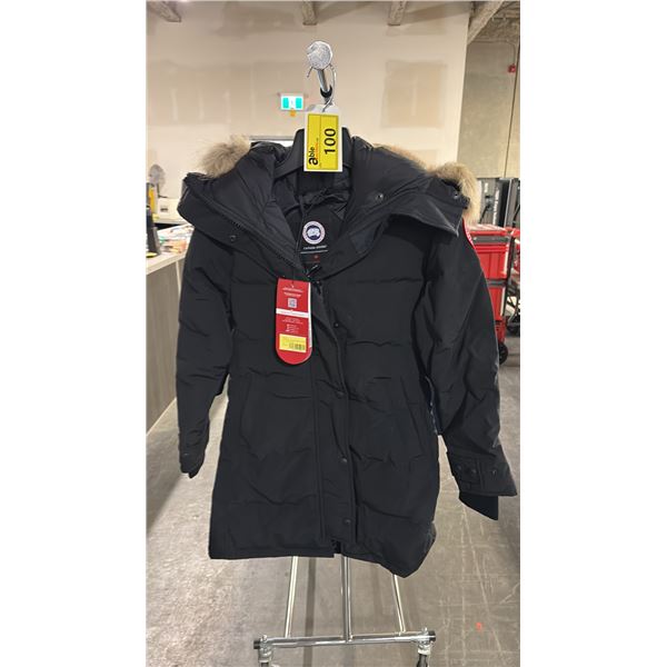 CANADA GOOSE LADIES BLACK SHELBURN PARKA WITH FUR TRIM SIZE XS