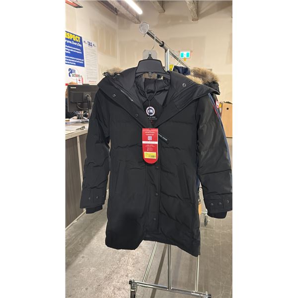 CANADA GOOSE LADIES BLACK SHELBURN PARKA WITH FUR TRIM SIZE XS