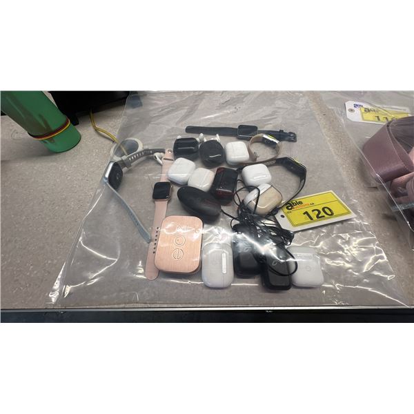 BAG OF SMART WATCHES AND EARBUDS