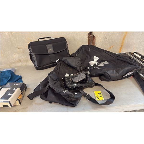 ASSORTED BAGS AND LAPTOP CASE INCLUDING UNDER ARMOR DUFFEL BAGS