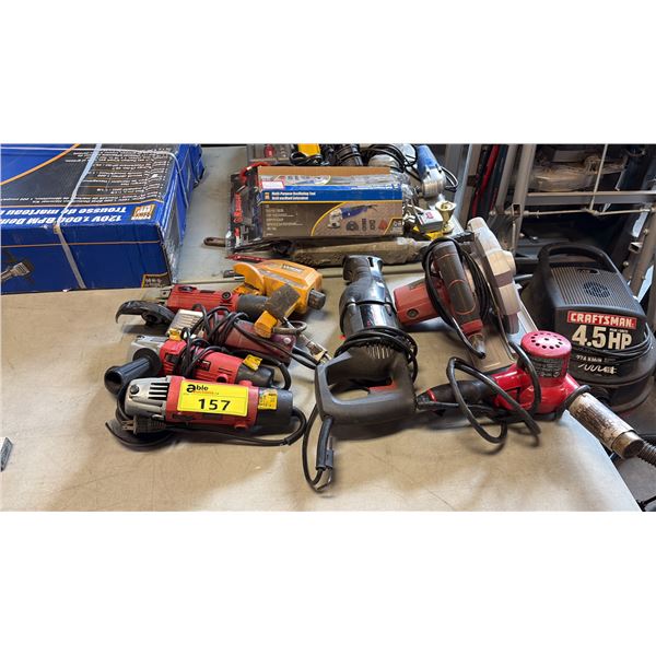 ASSORTED ELECTRIC POWER TOOLS INCL AIRCO GRINDERS, MHT MODEL 750 INDUSTRIAL-GRADE HEAT GUN,