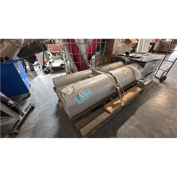 14 ROLLS OF ACHILLES INDUSTRIAL PLASTIC FILM ER0285 GRADE, 2 ROLLS OF GEOMEMBRANE, CRATE OF