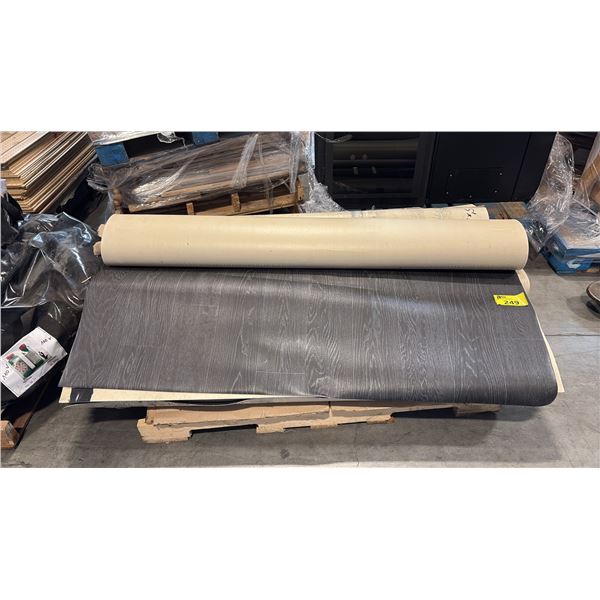PALLET OF BLACK AND BROWN LINOLEUM - APPROX 12 ROLLS